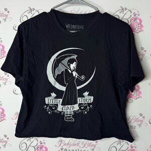 Wednesday tshirt cropped little storm cloud Black Graphic Tee Umbrella Design